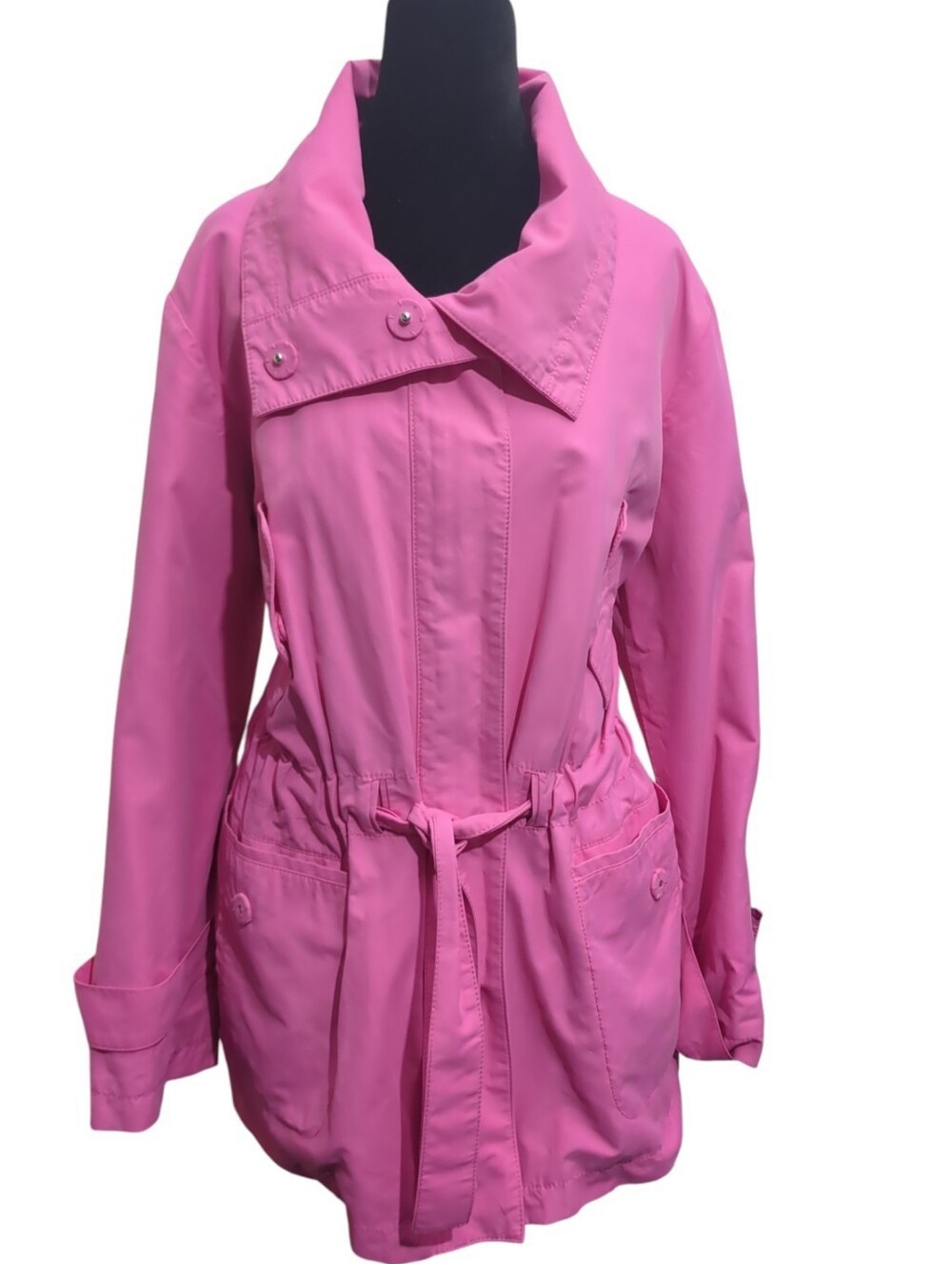 Talbots Medium Pink 4 Pockets Twill Utility Chore Barn Jacket Tie Waist